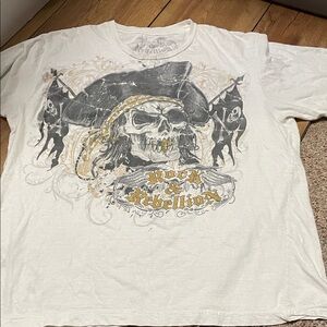 Rebellion White Pirate Skull Tee